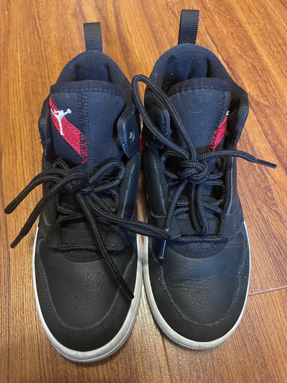 Jordan Kids Black and Red High-Top Sneakers